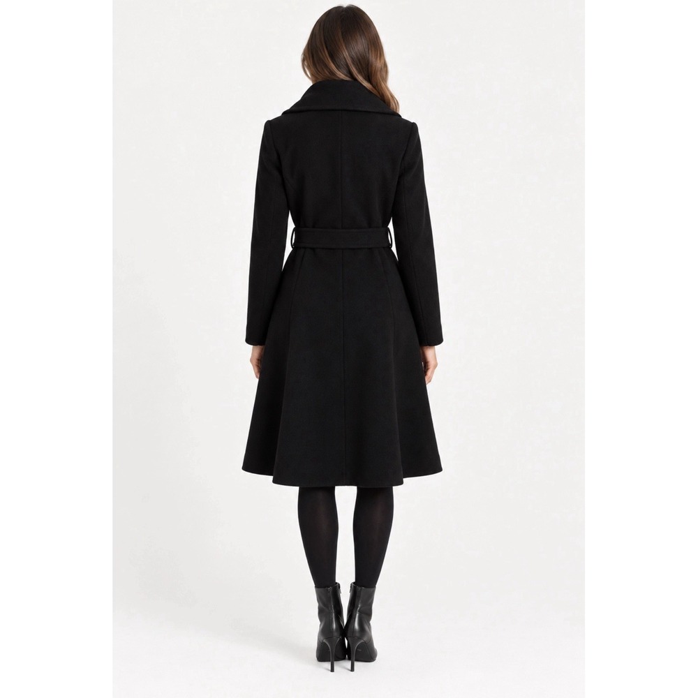 Diane Von Furstenberg Wool Blend Belted Overcoat Black SZ 8 - Picture 3 of 12